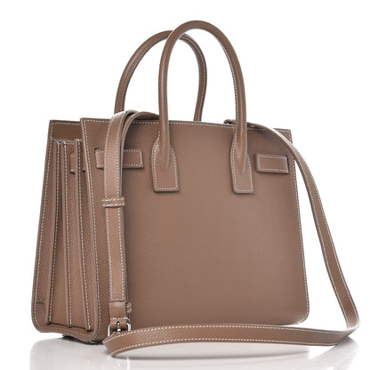 Saint Laurent Grained Calfskin Topstich Baby Sac De Jour Taupe 4 of 8
