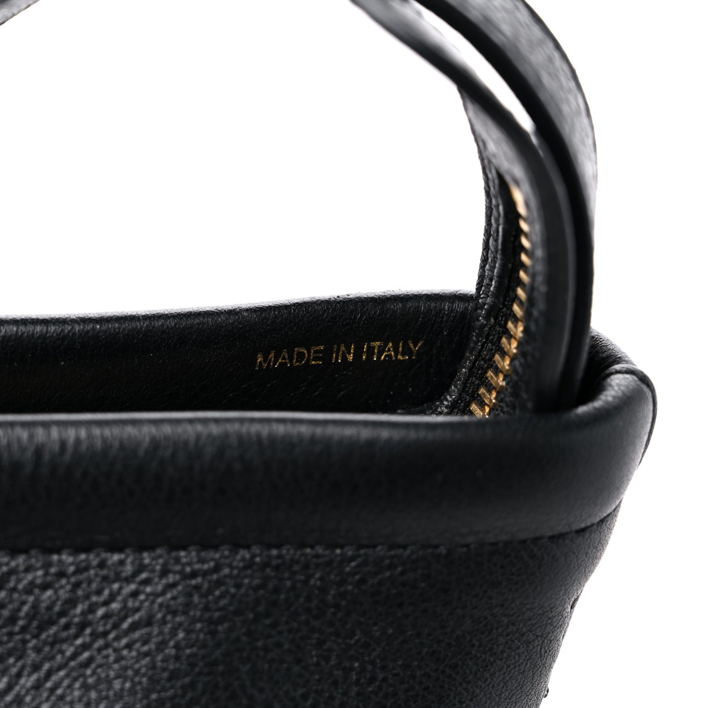 Pebbled Calfskin Mini Zip Bucket Bag Black