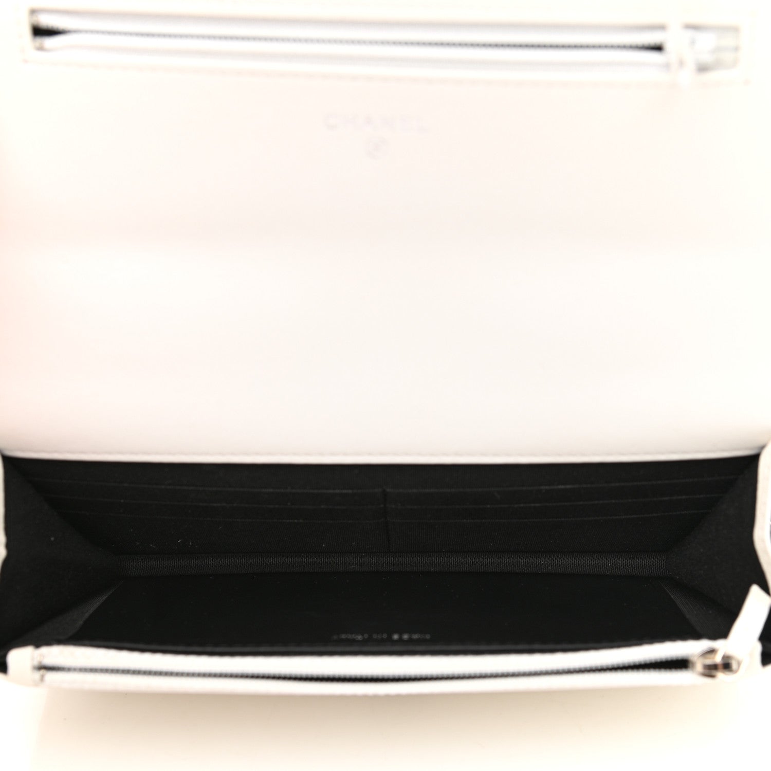 Chanel Glossy Calfskin Quilted Chanel 19 Wallet On Chain WOC White Black 5 of 12