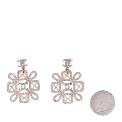 Chanel Crystal Strass Cross CC Earrings Rose Gold Pink 2 of 5