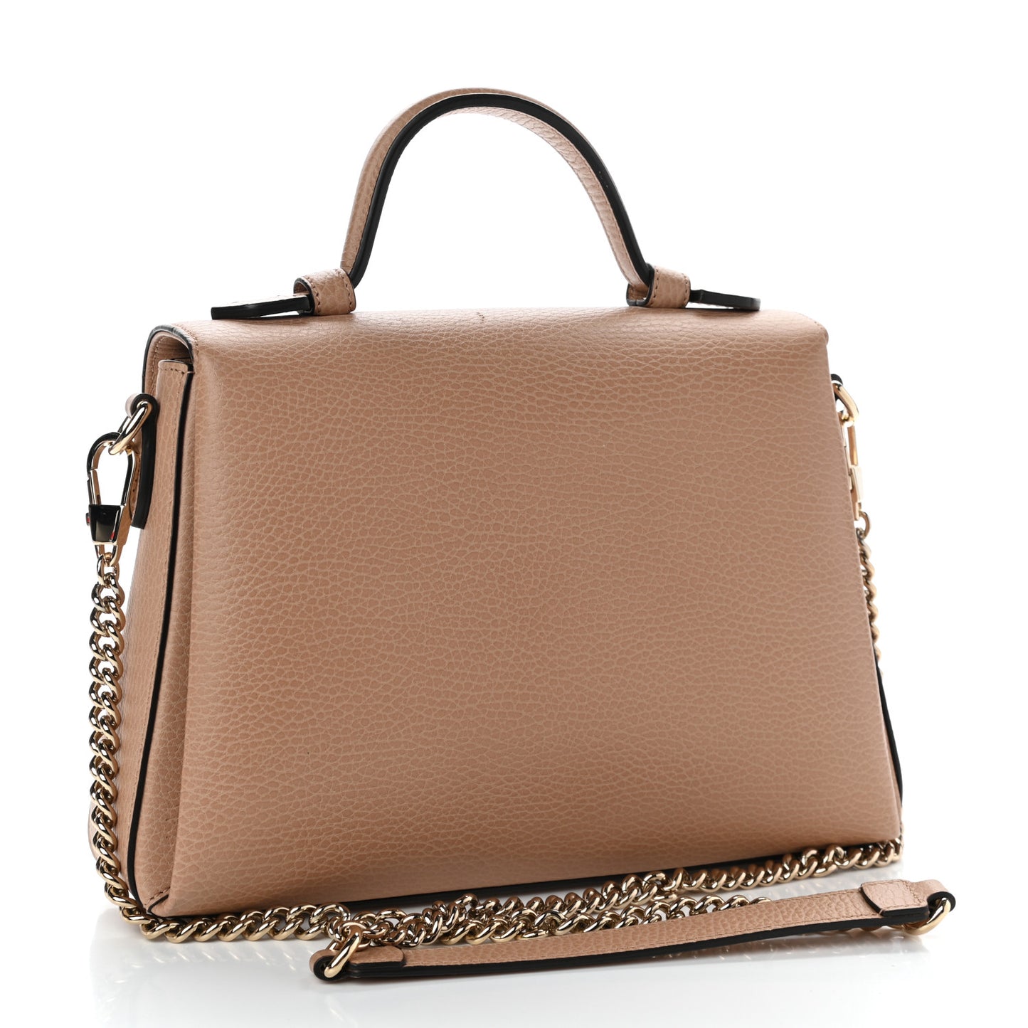 Dollar Calfskin Interlocking G Top Handle Shoulder Bag Camelia
