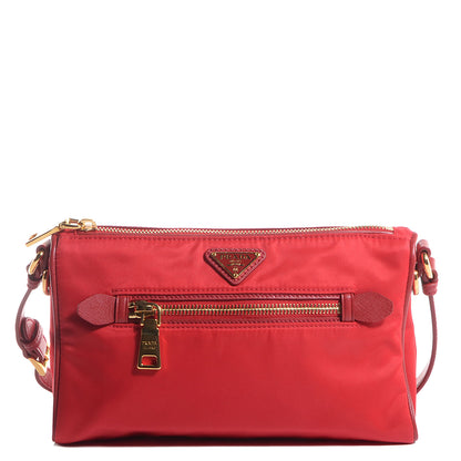 Prada Tessuto Nylon Saffiano Shoulder Bag Rosso 1 of 10