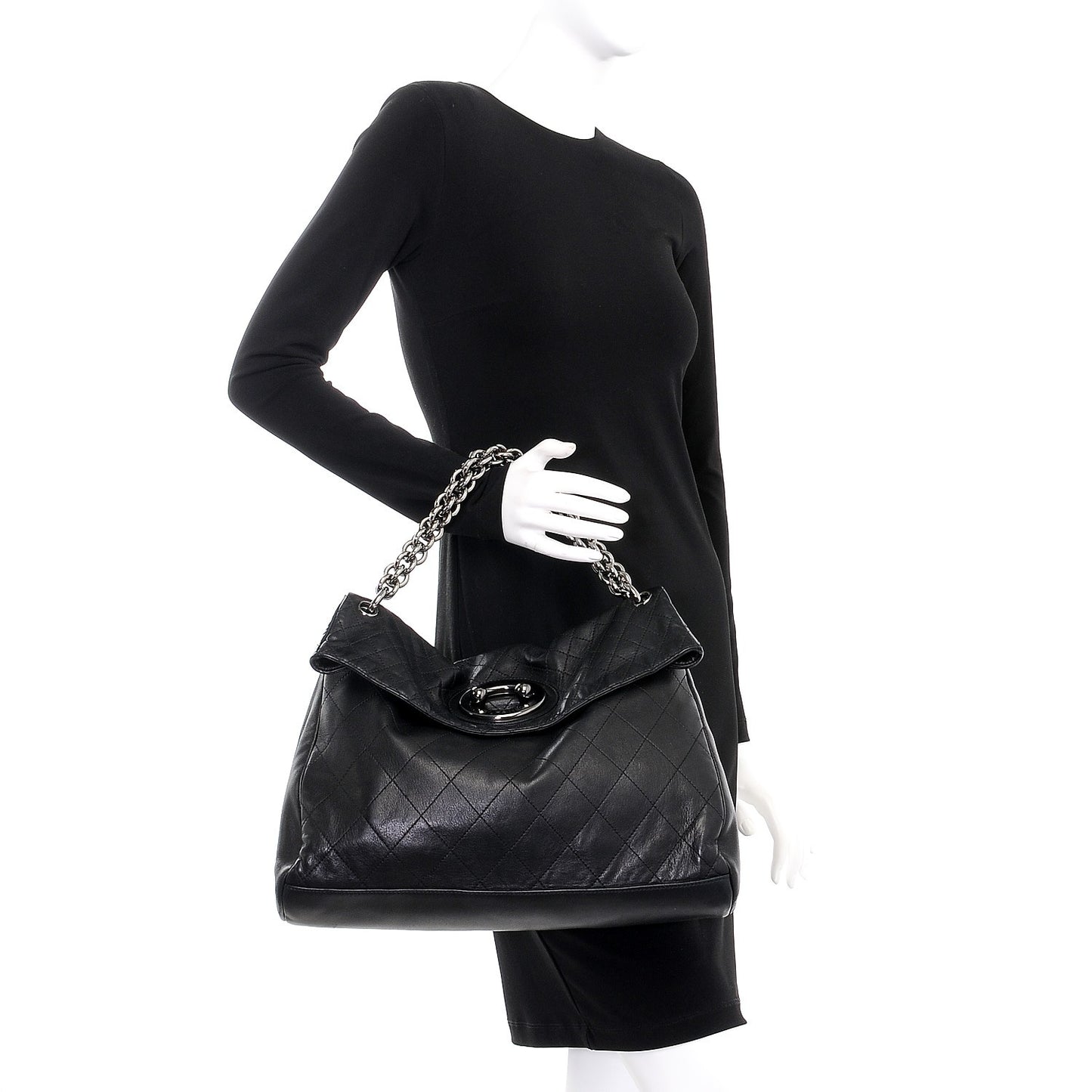 Lambskin Quilted New Lock Flap Black