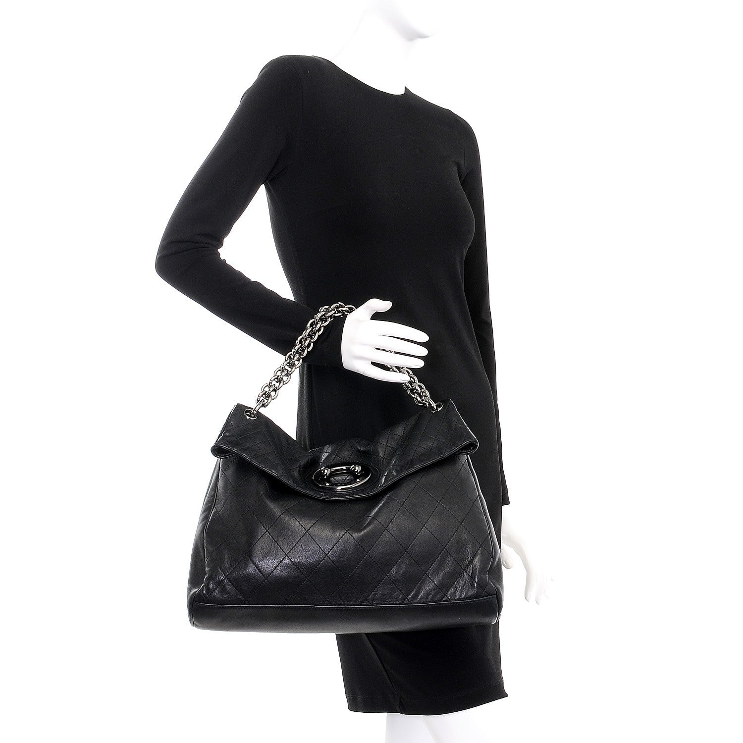 Chanel Lambskin Quilted New Lock Flap Black 2 of 10