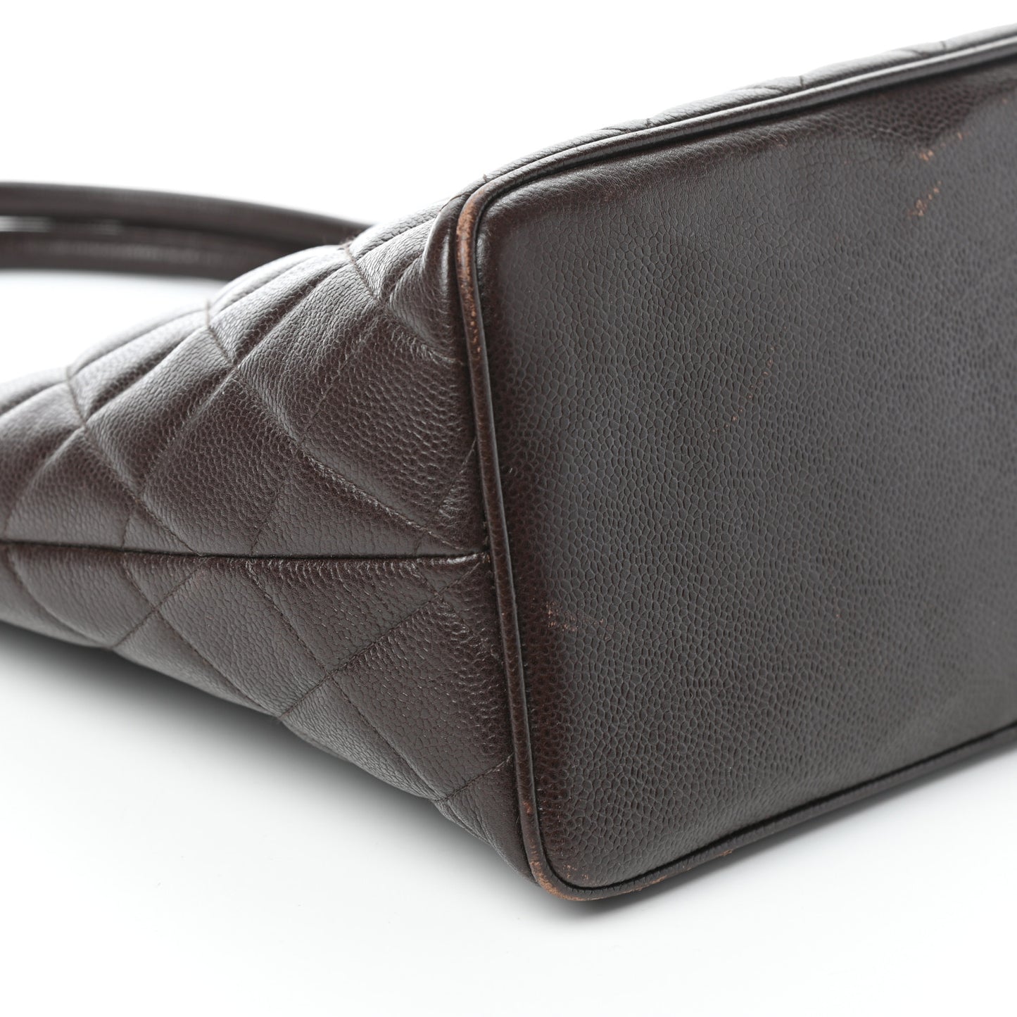 Caviar Quilted Medallion Tote Dark Brown