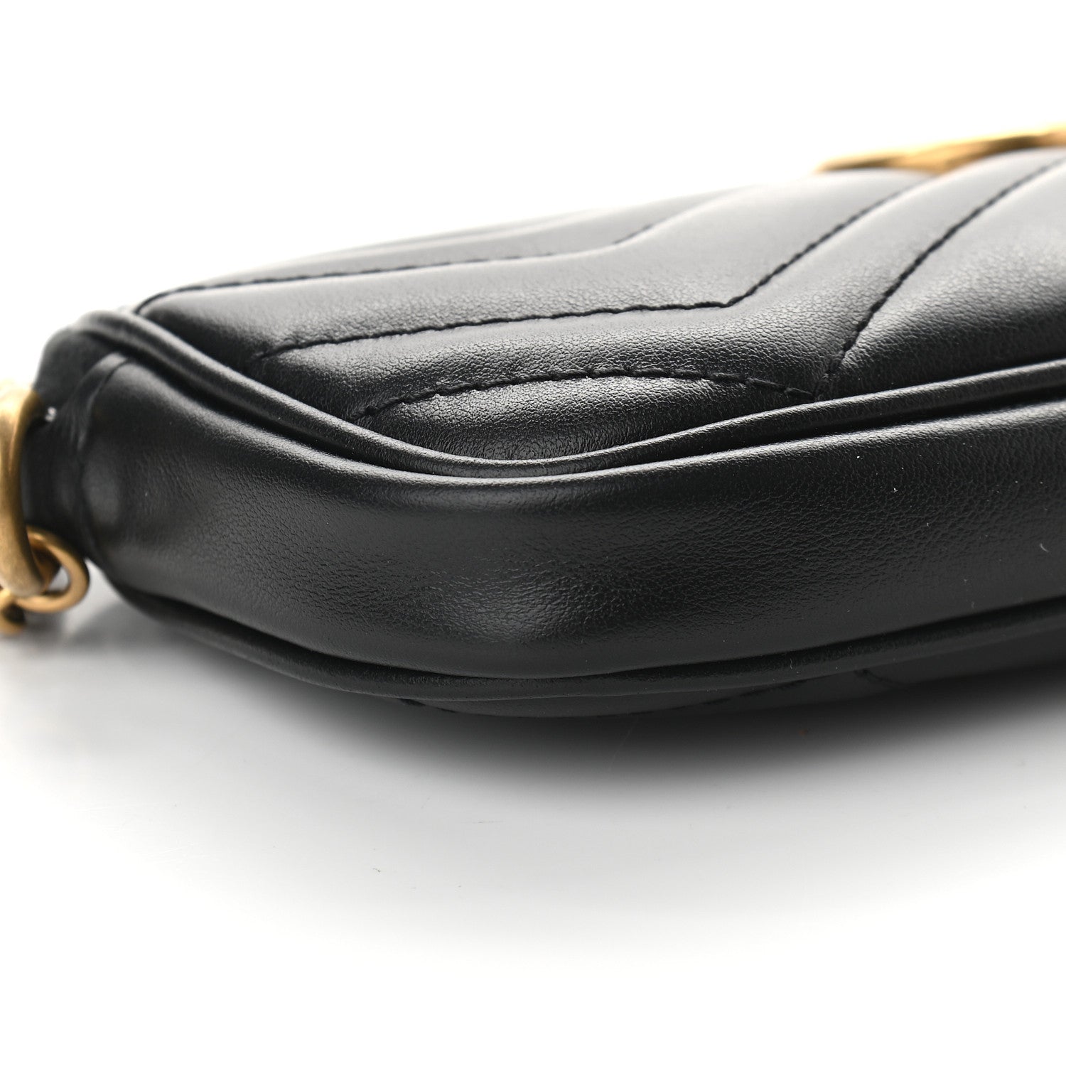 Gucci Calfskin Matelasse Mini GG Marmont Chain Crossbody Bag Black 7 of 8