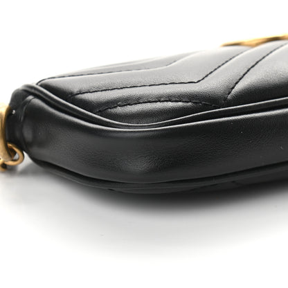 Gucci Calfskin Matelasse Mini GG Marmont Chain Crossbody Bag Black 7 of 8