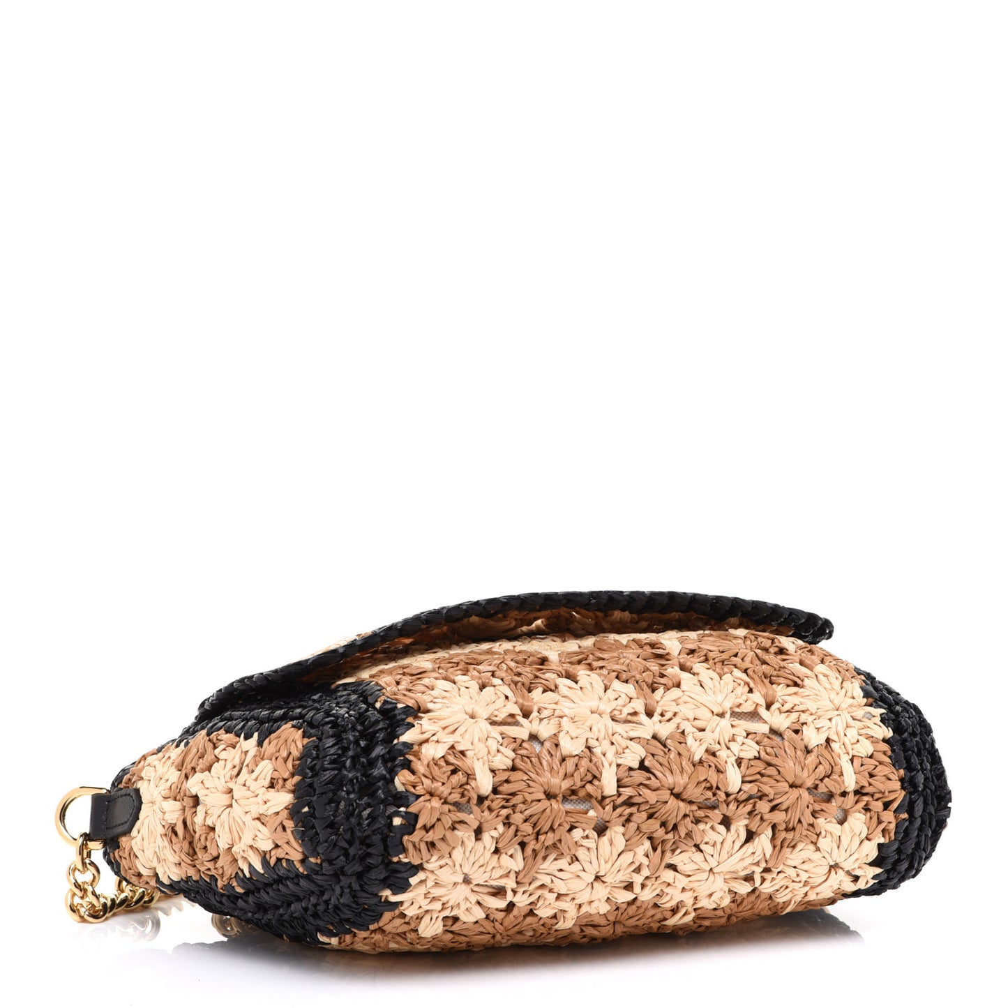 Raffia Azalea Calfskin Crochet Flower Small GG Marmont Shoulder Bag Natural Ecru Black