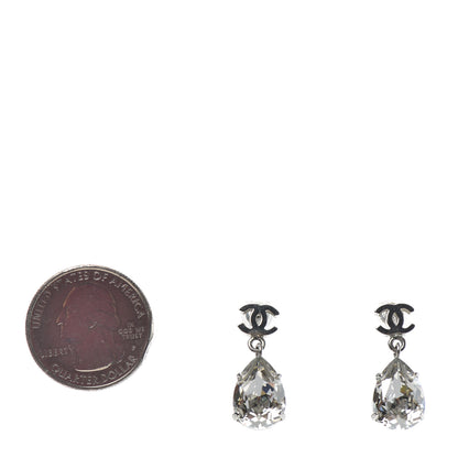 Chanel Crystal CC Drop Earrings Silver 2 of 4