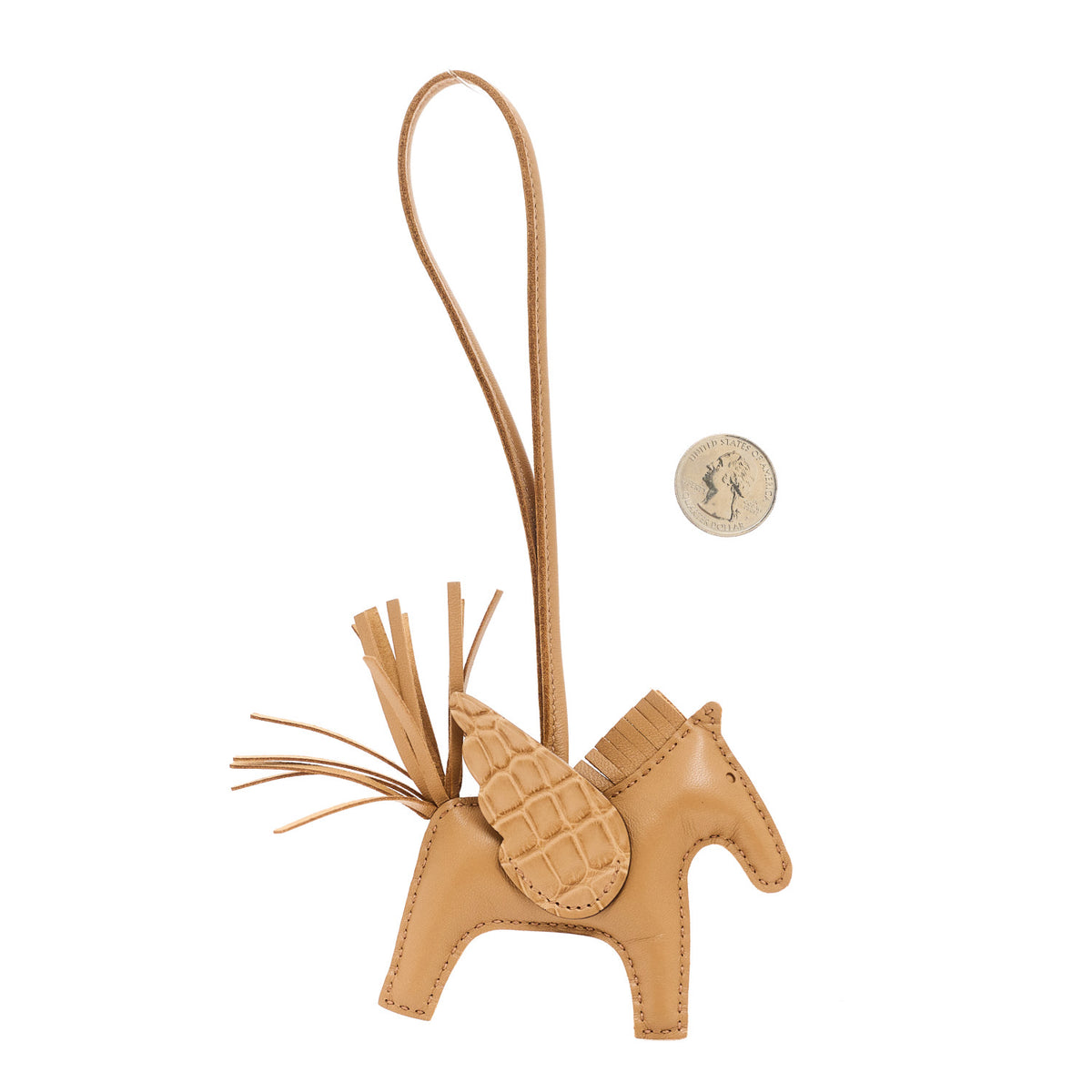 Hermes Milo Lambskin Matte Alligator Touch Grigri Rodeo Pegase Horse Bag Charm PM Chai 2 of 5