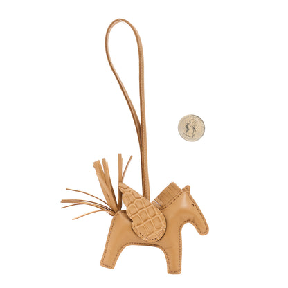 Hermes Milo Lambskin Matte Alligator Touch Grigri Rodeo Pegase Horse Bag Charm PM Chai 2 of 5