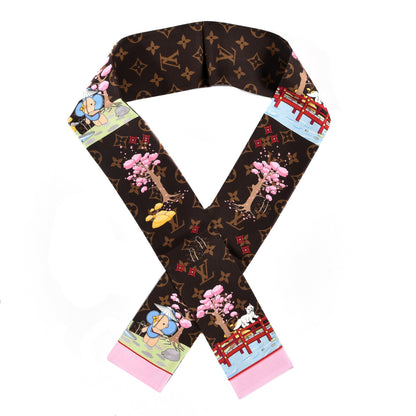 Louis Vuitton Silk Monogram 2021 Christmas Animation Japanese Garden Bandeau Marron 1 of 3