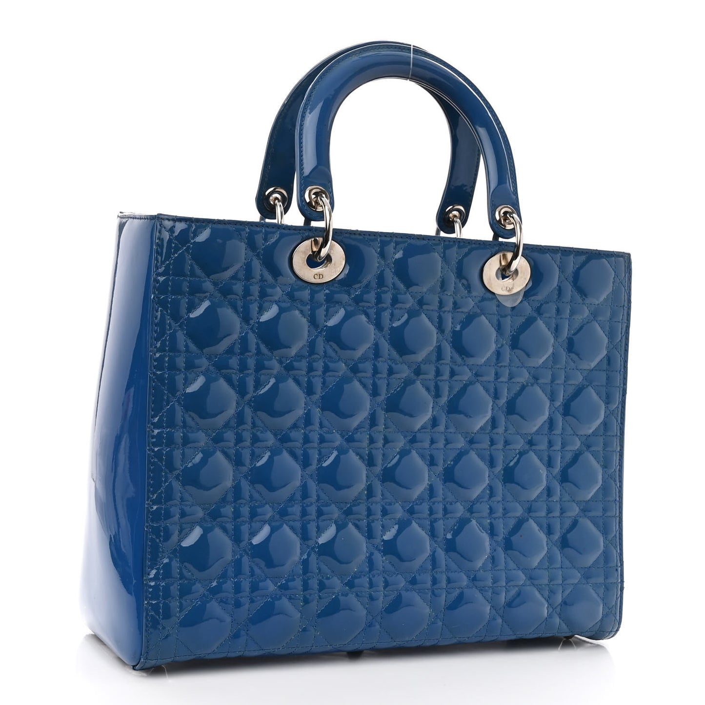 Patent Cannage Large Lady Dior Blue