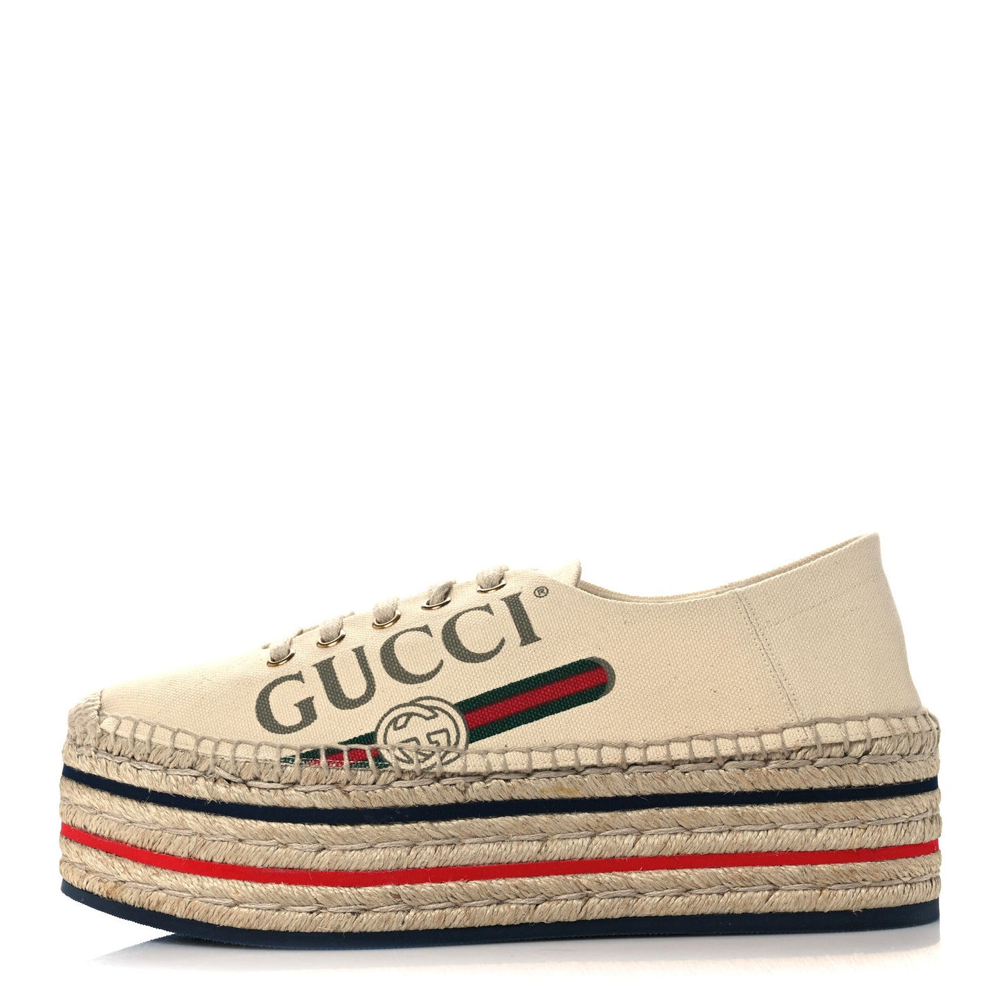 Canvas Logo Lace-Up Platform Espadrilles 39.5 Greggio Grege
