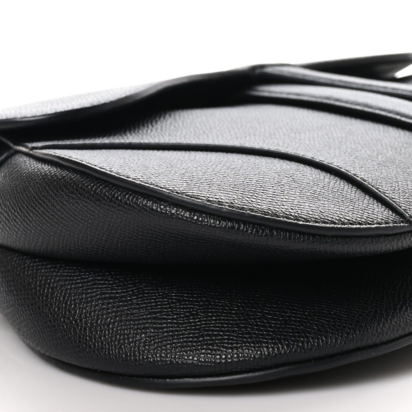 Grained Calfskin Saddle Bag With Strap Black