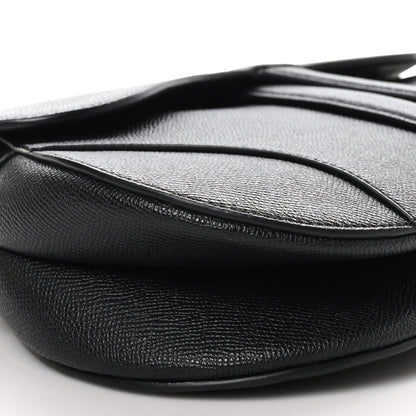 Christian Dior Grained Calfskin Saddle Bag With Strap Black 9 of 10