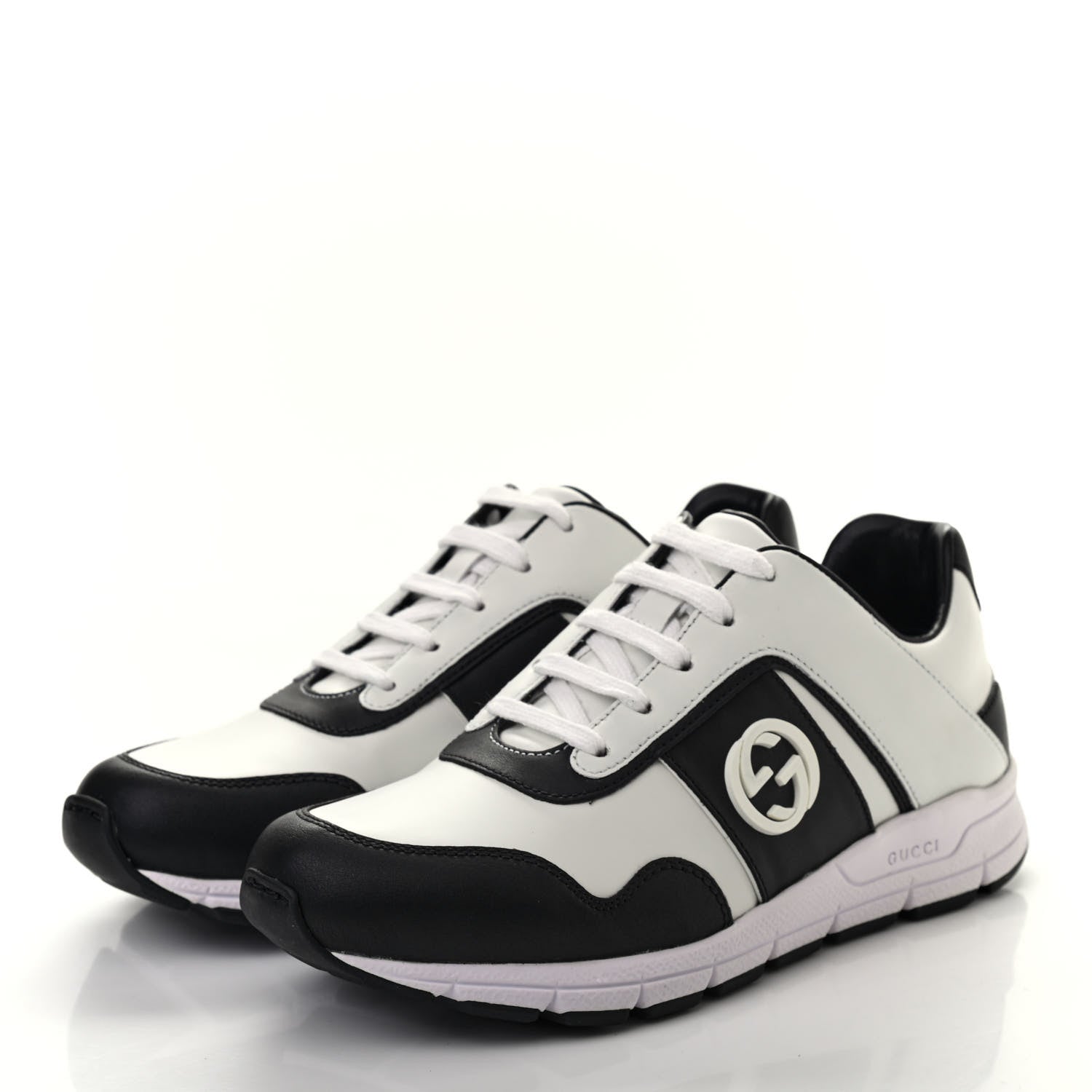 Gucci Calfskin Womens Interlocking G Sneakers 36 Black White 3 of 7