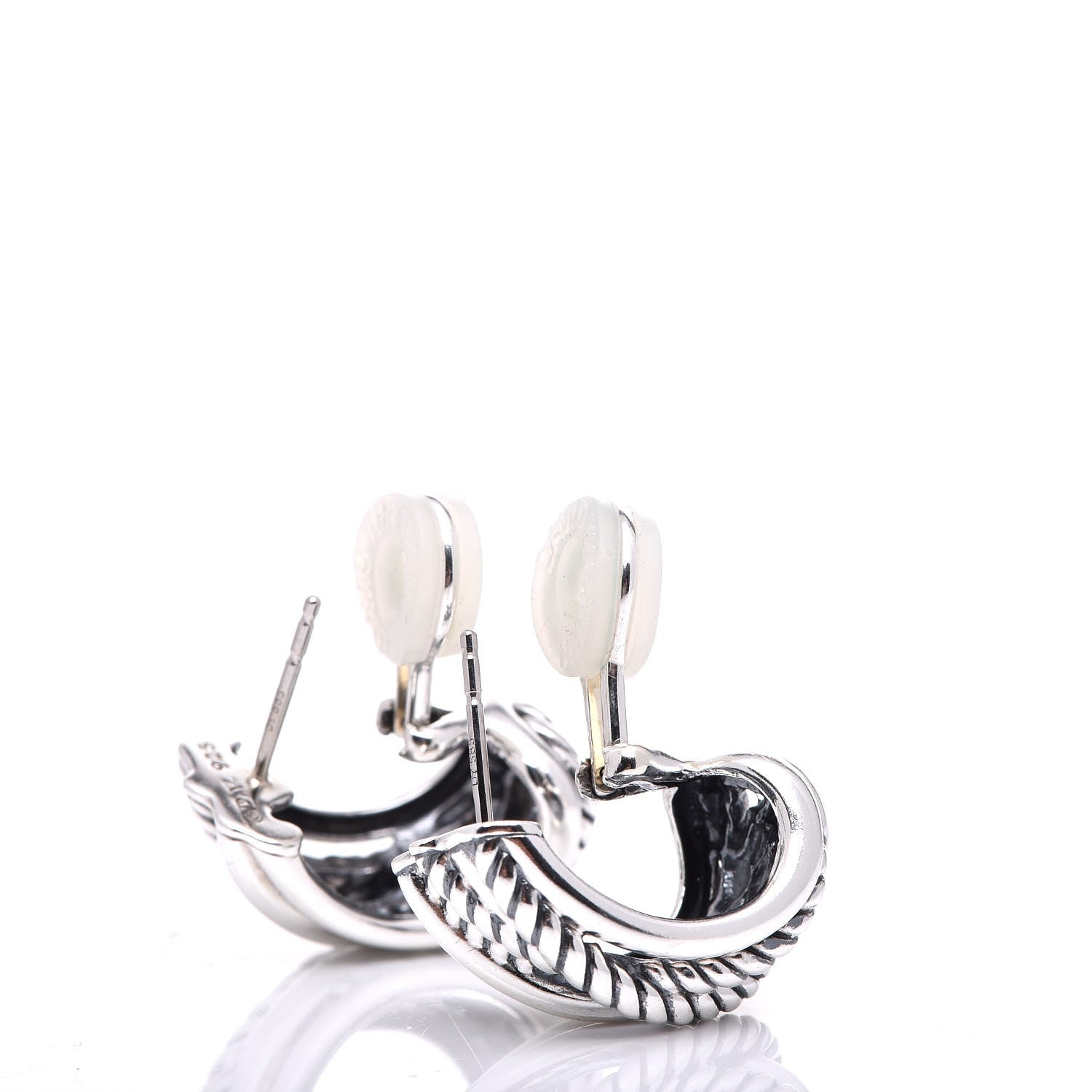 David Yurman Sterling Silver Crossover Shrimp Earrings 4 of 4