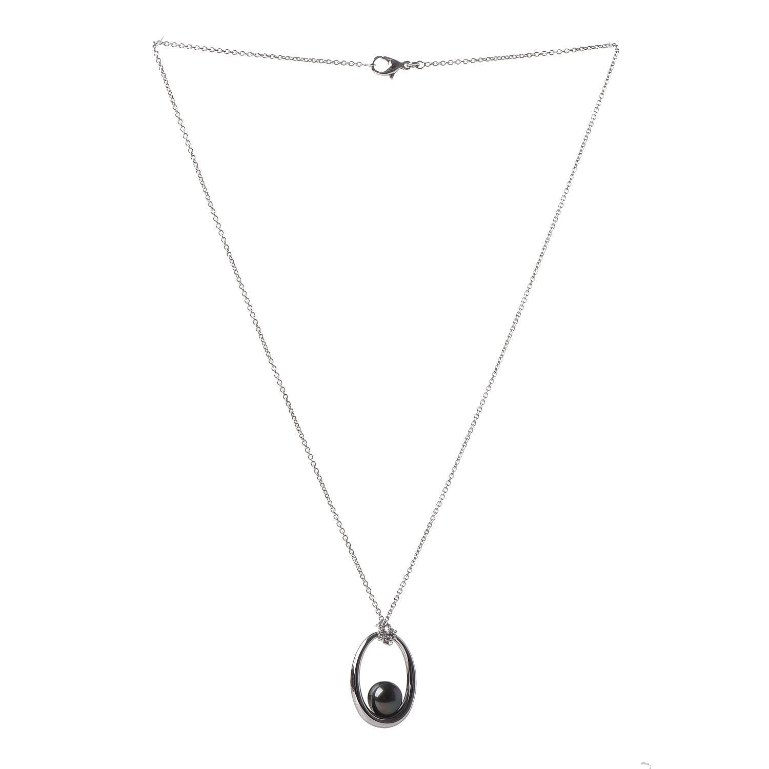 Mikimoto 18K White Gold 11.5mm Black South Sea Pearl Pendant Necklace 3 of 6