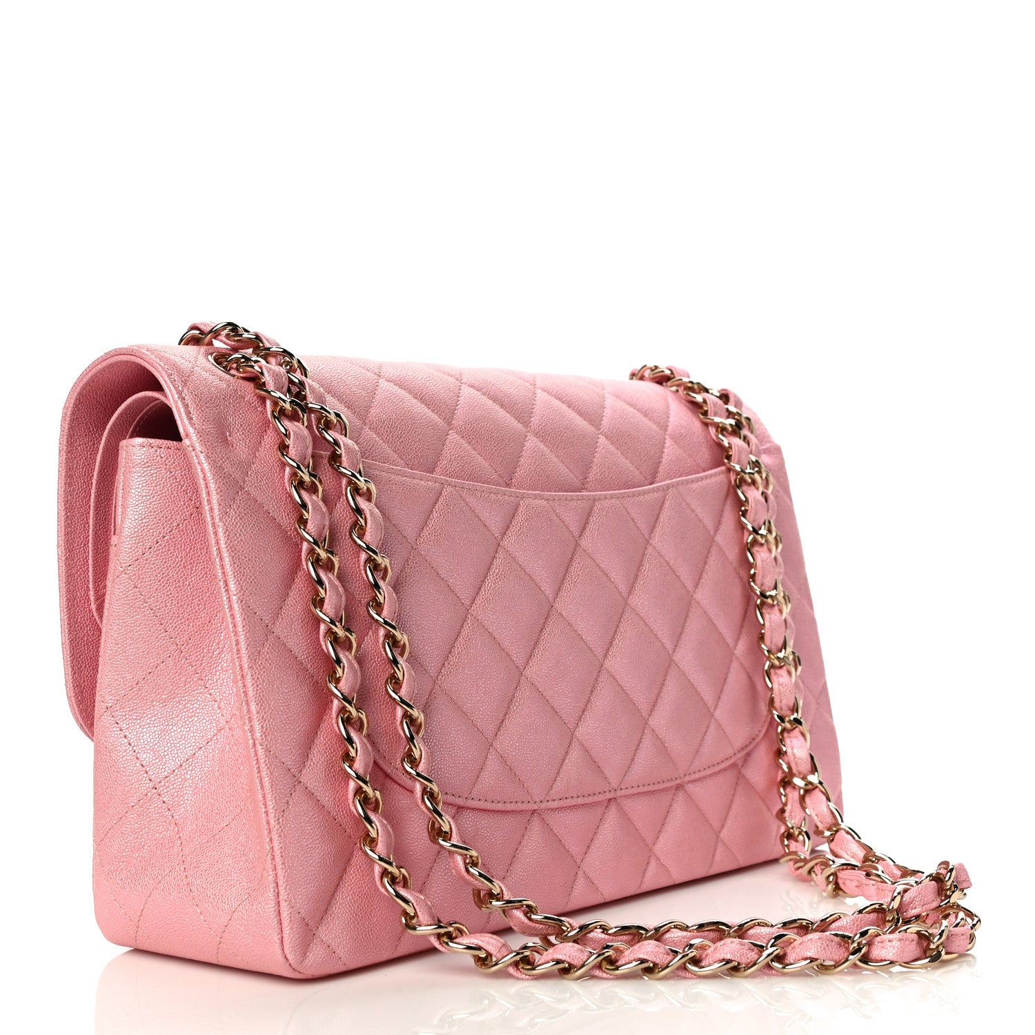 Chanel Iridescent Caviar Quilted Jumbo Double Flap Rose Pink 3 of 11