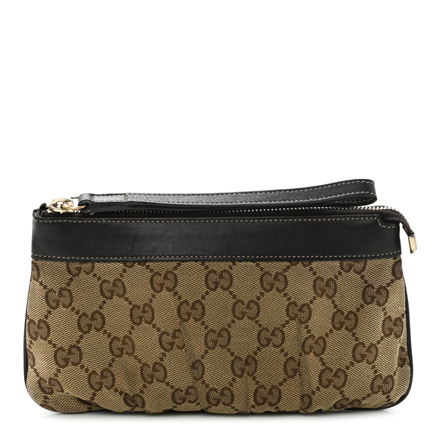 Monogram Hearts Wristlet Dark Brown