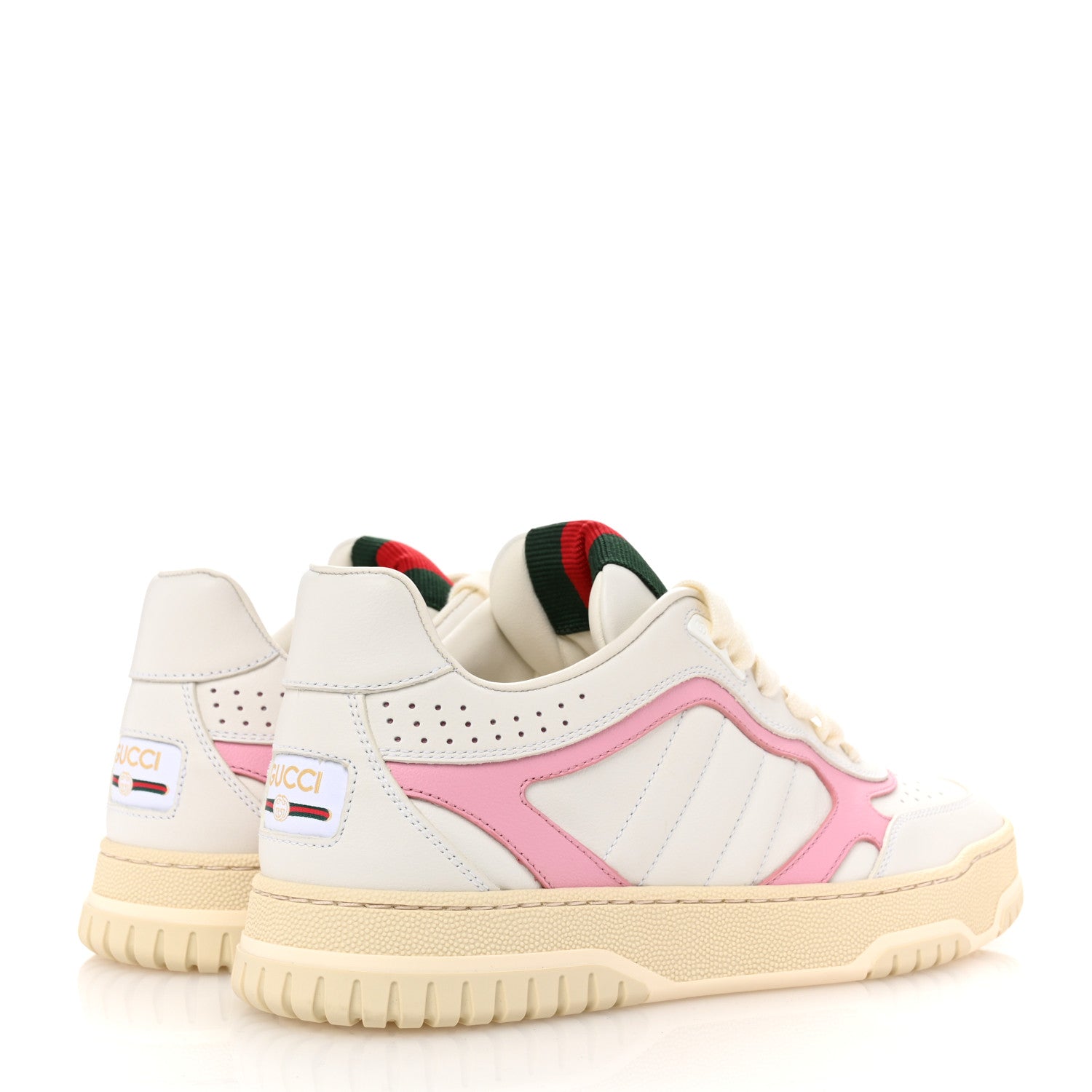 Gucci Calfskin Womens Re-Web Sneakers 37 White Pink 5 of 10