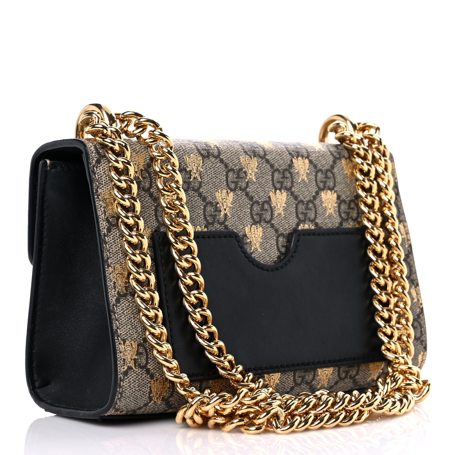 Gucci GG Supreme Monogram Bees Small Padlock Shoulder Bag Black 3 of 14