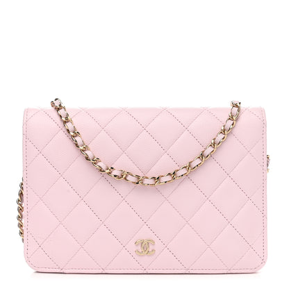 Chanel Caviar Stitched Wallet On Chain WOC Light Pink 3 of 12