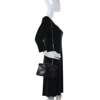 Fendi Lizard Peekaboo I SEE U East West Chain Satchel Black 2 of 9