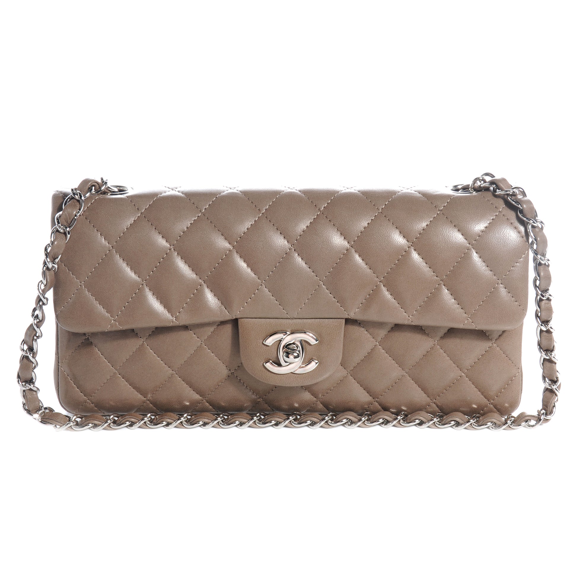 Chanel Lambskin East West Flap Light Brown 1 of 7