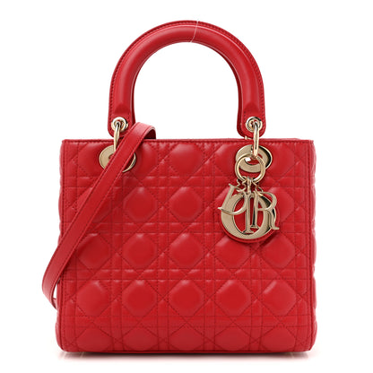Christian Dior Lambskin Cannage Medium Lady Dior Red 1 of 12