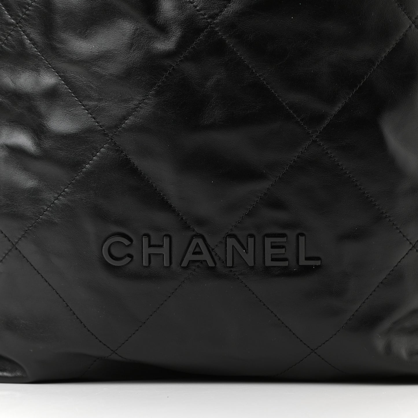 Shiny Calfskin Quilted Chanel 22 Backpack So Black