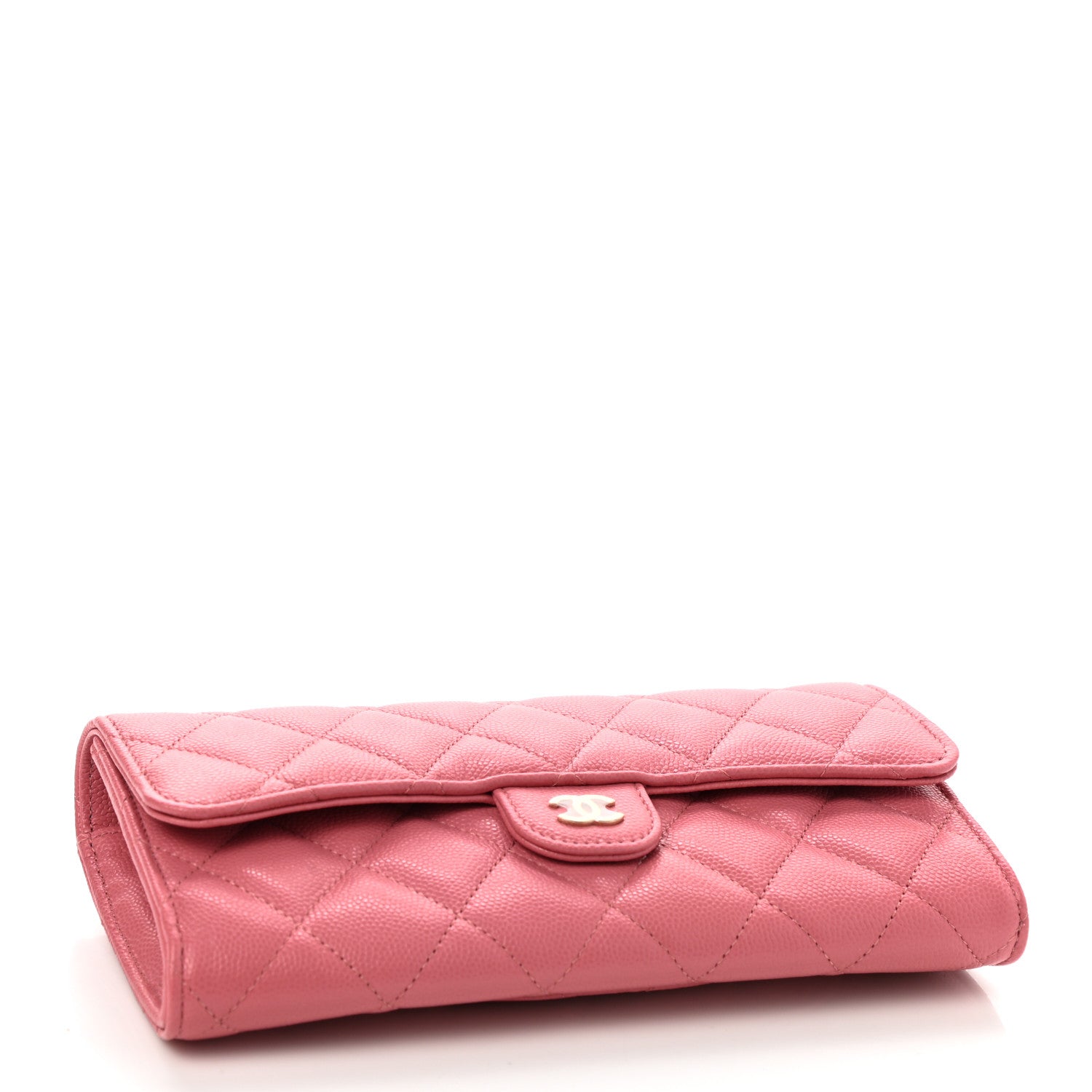 Chanel Caviar Quilted Large Gusset Flap Wallet Dark Pink 4 of 9