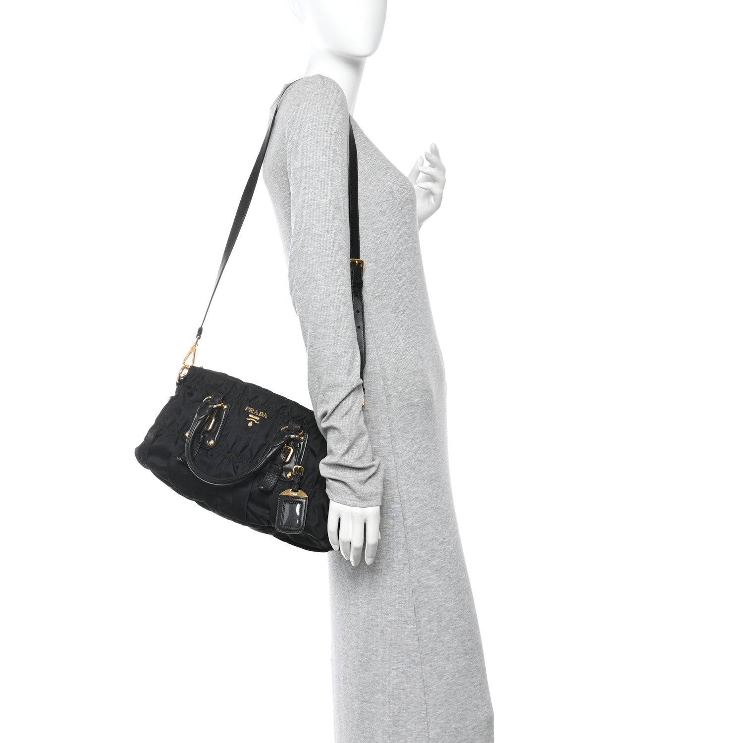 Prada Tessuto Nylon Gaufre Shopping Satchel Black 2 of 9