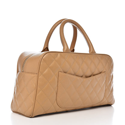 Chanel Caviar Quilted Large Bowler Bag Beige 3 of 19