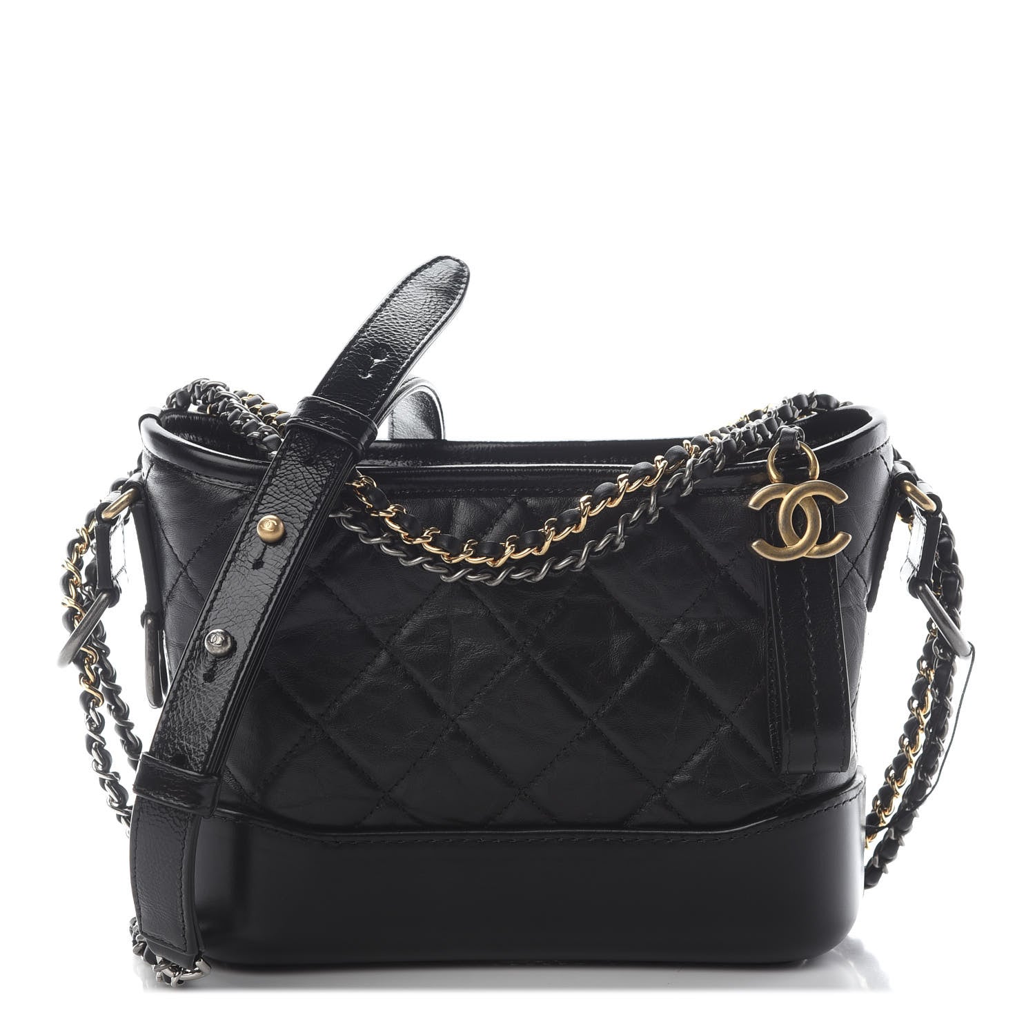 Chanel Aged Calfskin Quilted Small Gabrielle Hobo Black 1 of 8
