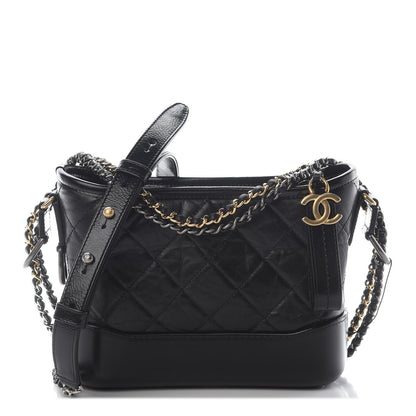 Chanel Aged Calfskin Quilted Small Gabrielle Hobo Black 1 of 8