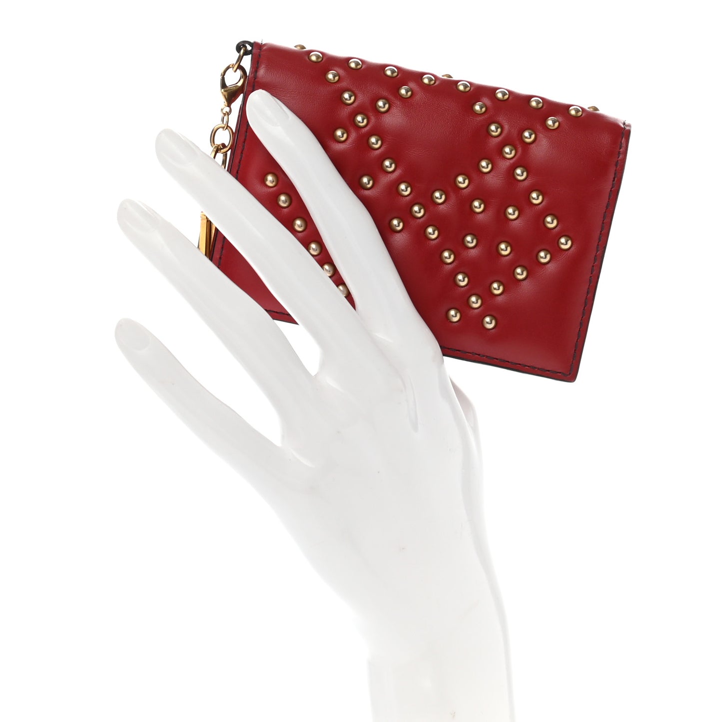 Lambskin Cannage Studded Lady Dior Card Holder Deep Red