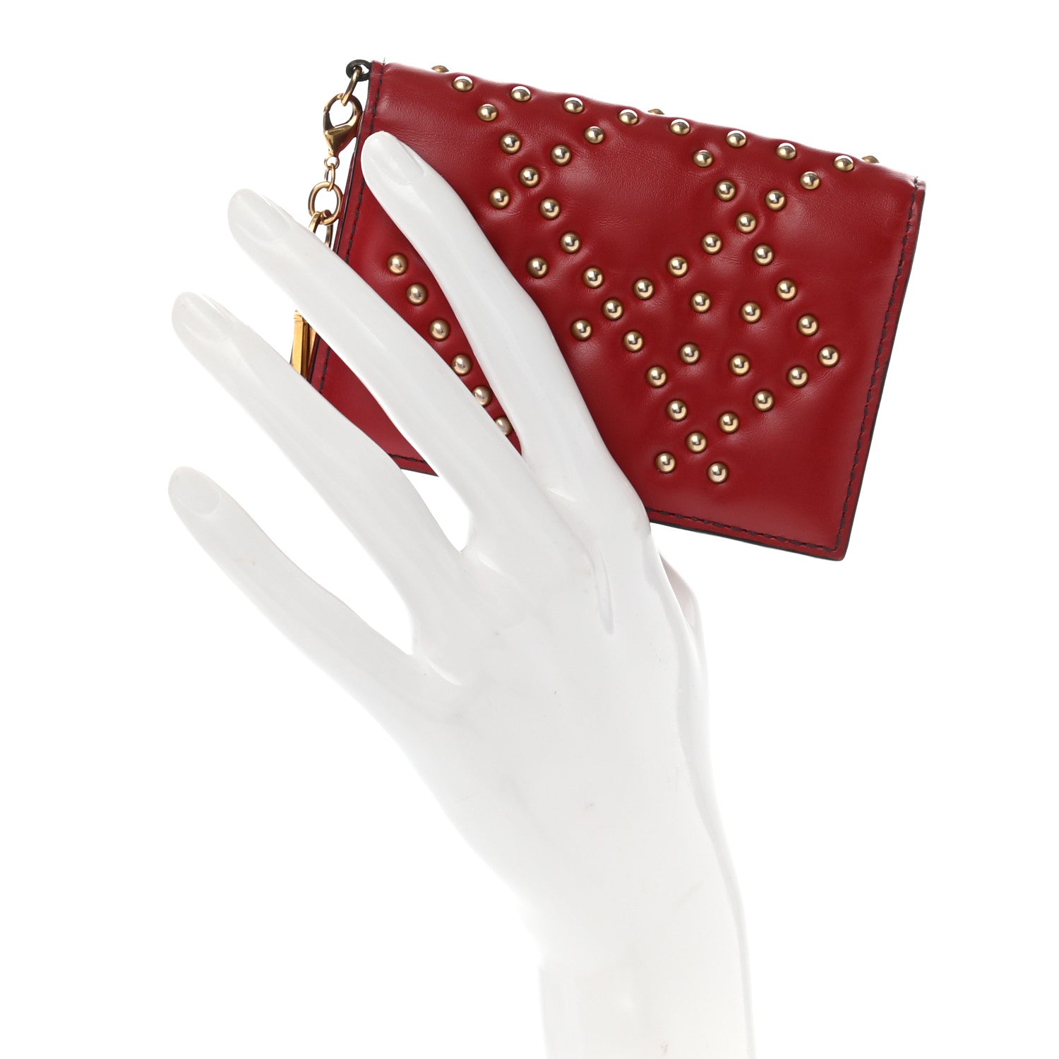 Christian Dior Lambskin Cannage Studded Lady Dior Card Holder Deep Red 2 of 15