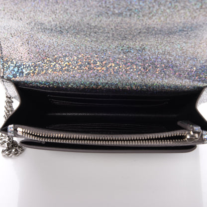 Saint Laurent Metallic Crackled Calfskin Monogram Sunset Chain Wallet Star Light 5 of 7