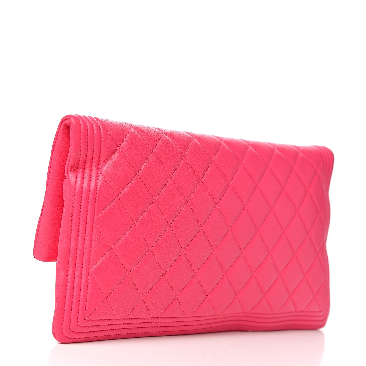 Chanel Lambskin Quilted Beauty CC Boy Clutch Fuchsia 2 of 8