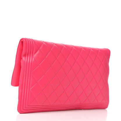Chanel Lambskin Quilted Beauty CC Boy Clutch Fuchsia 2 of 8