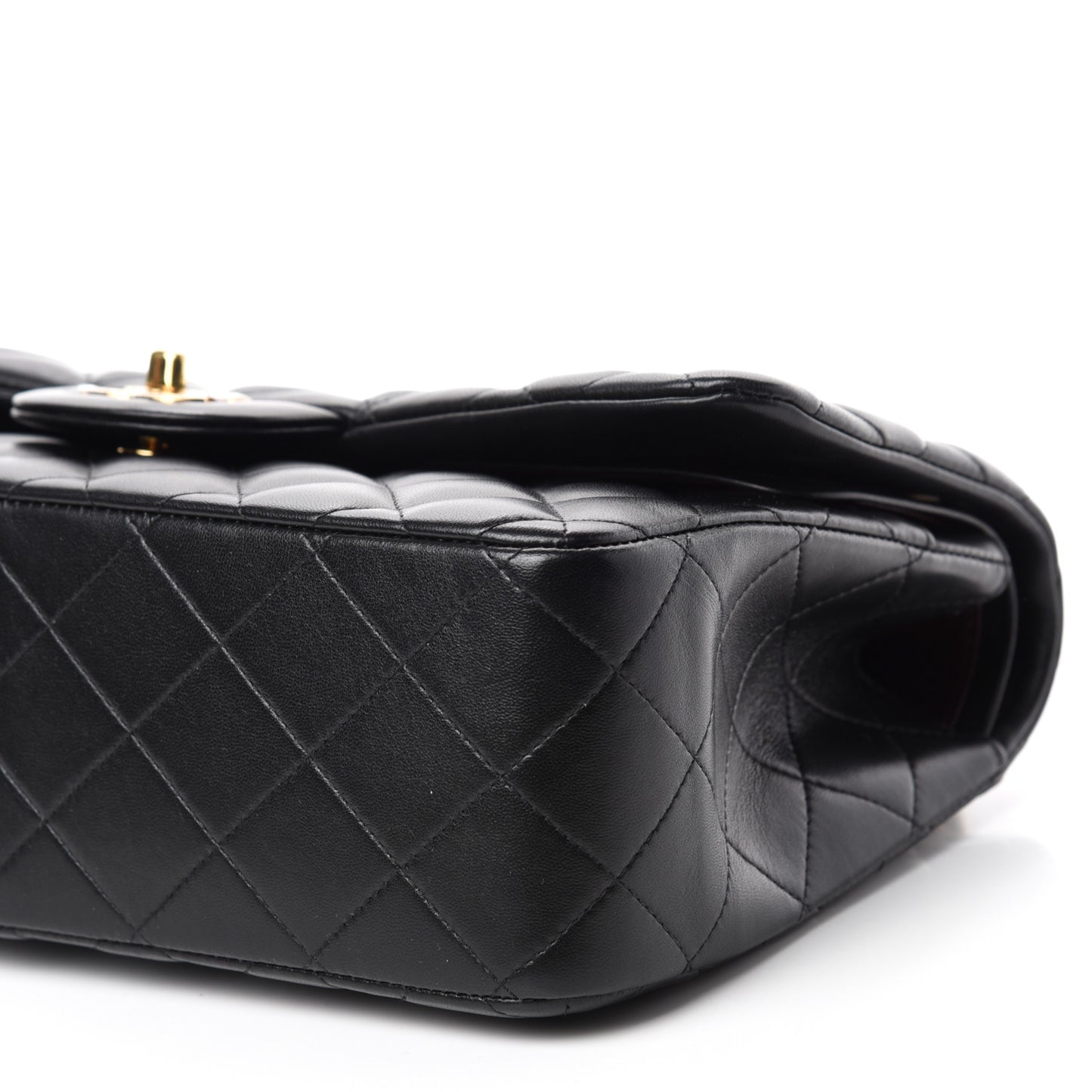 Lambskin Quilted Jumbo Double Flap Black