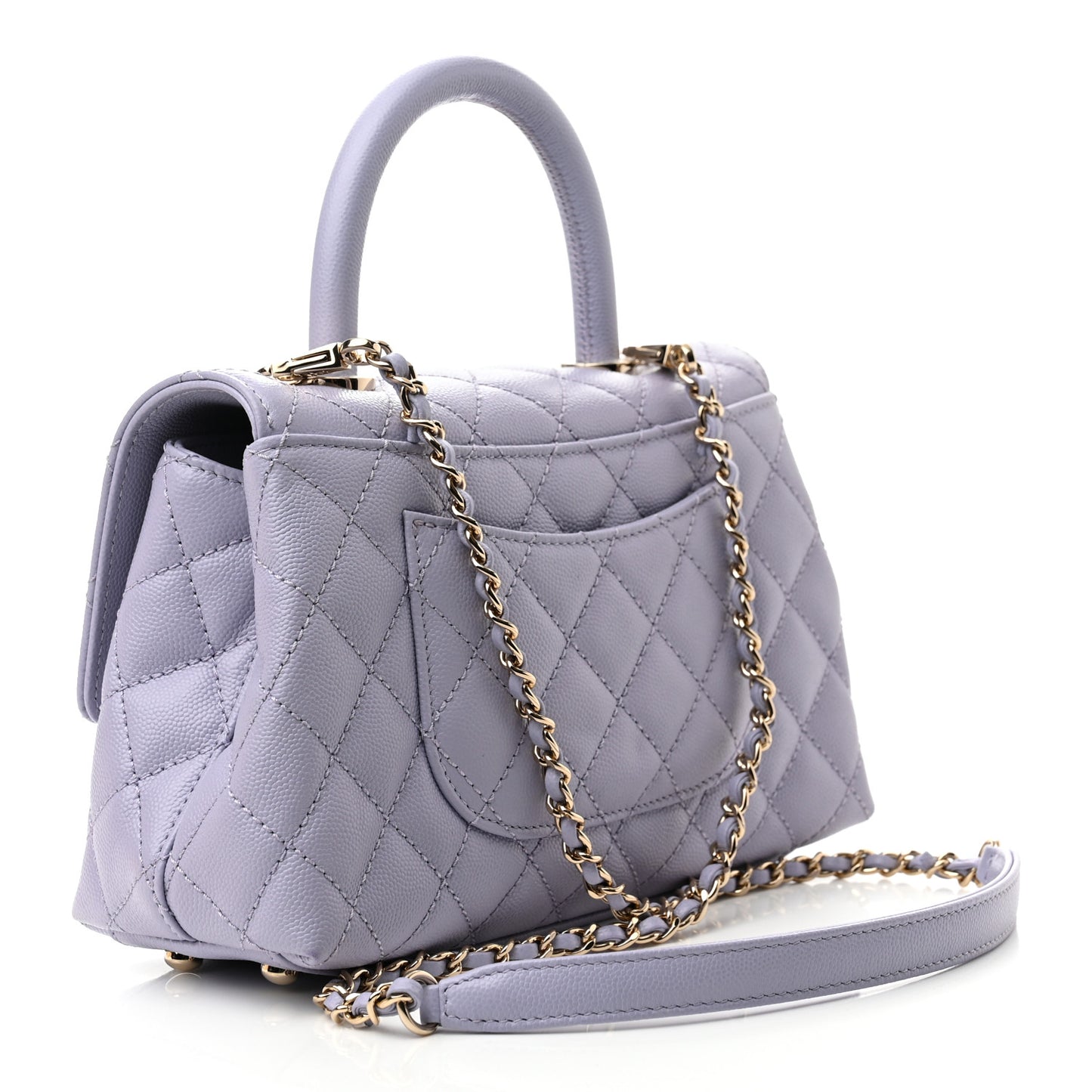 Caviar Quilted Mini Coco Handle Flap Light Purple
