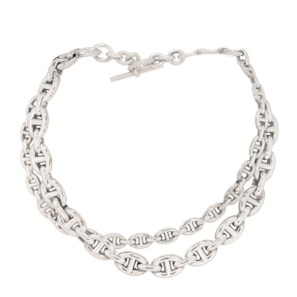 Hermes Sterling Silver Chaine d'Ancre Enchainee Collar Necklace 1 of 6