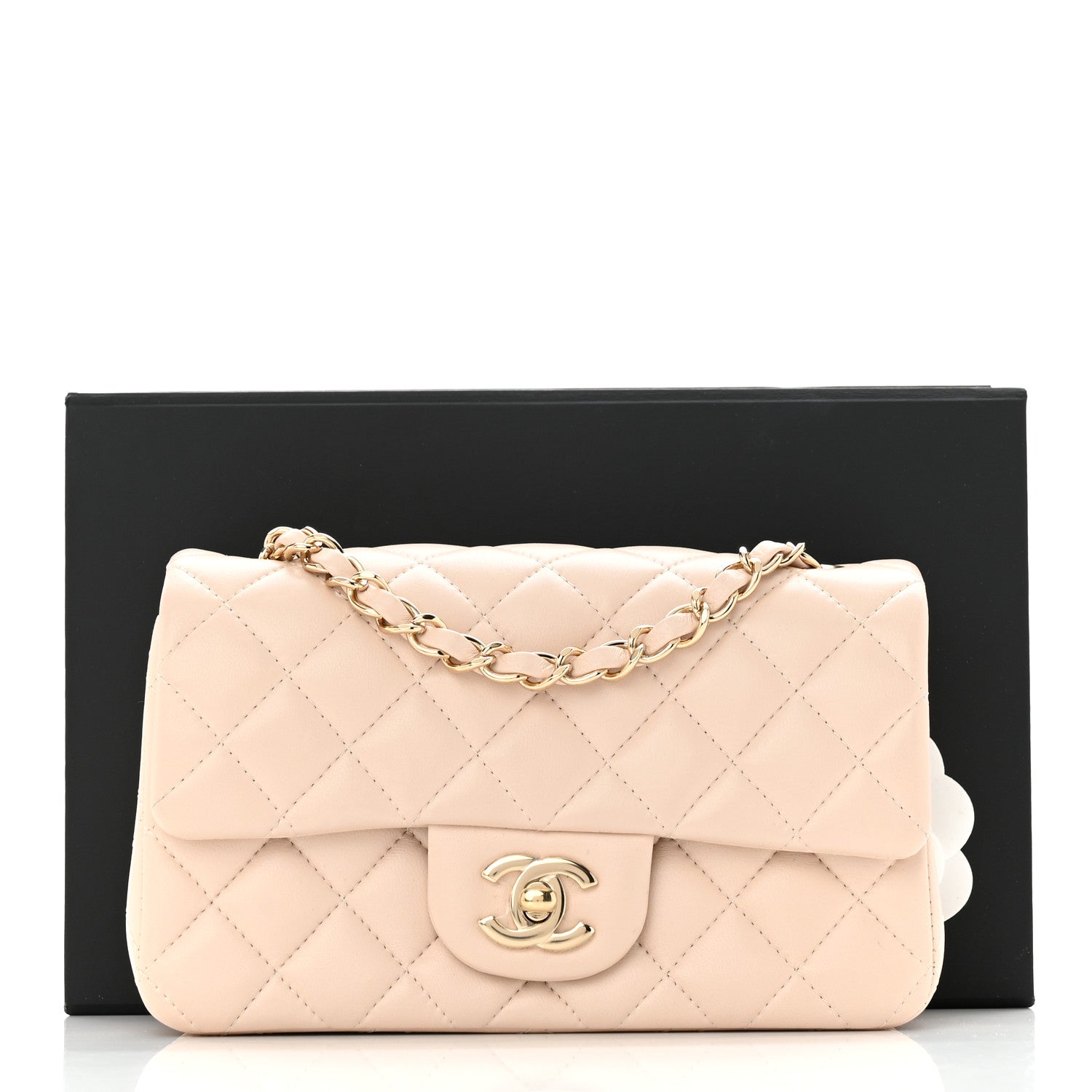 Chanel Lambskin Quilted Mini Rectangular Flap Light Beige 11 of 11