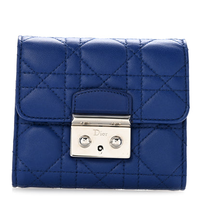 Christian Dior Lambskin Cannage Miss Dior Explorateur Compact Wallet  Blue 1 of 9