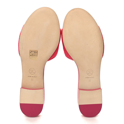 Chanel Fabric Embroidered CC Bow Mules 39 Dark Pink 5 of 9