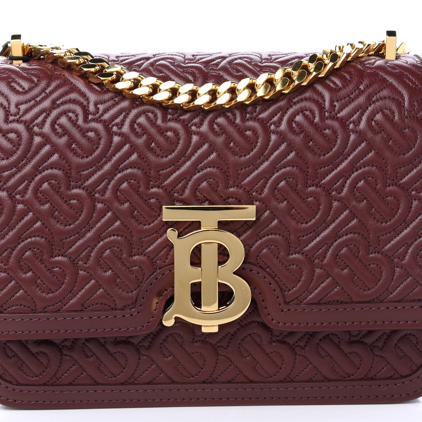 Calfskin Monogram Embossed Small TB Chain Bag Oxblood