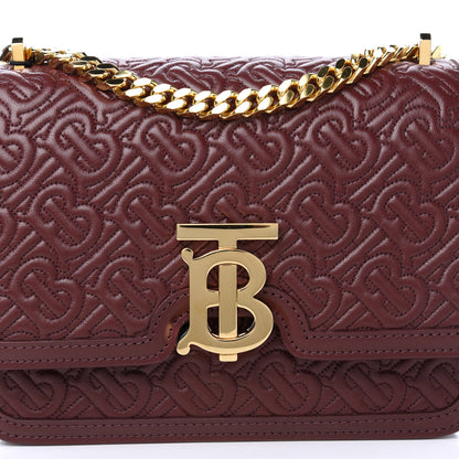 Burberry Calfskin Monogram Embossed Small TB Chain Bag Oxblood 10 of 10